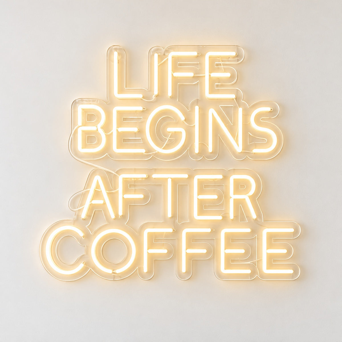 Life Begins After Coffee LED Neon Sign - natural light view