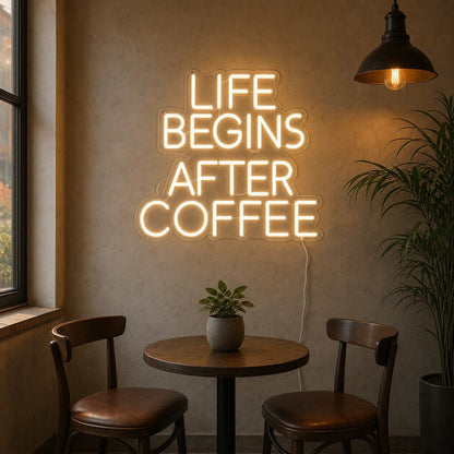 Life Begins After Coffee Room Decor LED Neon Sign - Shineneon