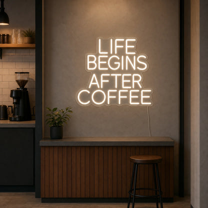 Life Begins After Coffee Room Decor LED Neon Sign Home Garage Wall Decoration size image