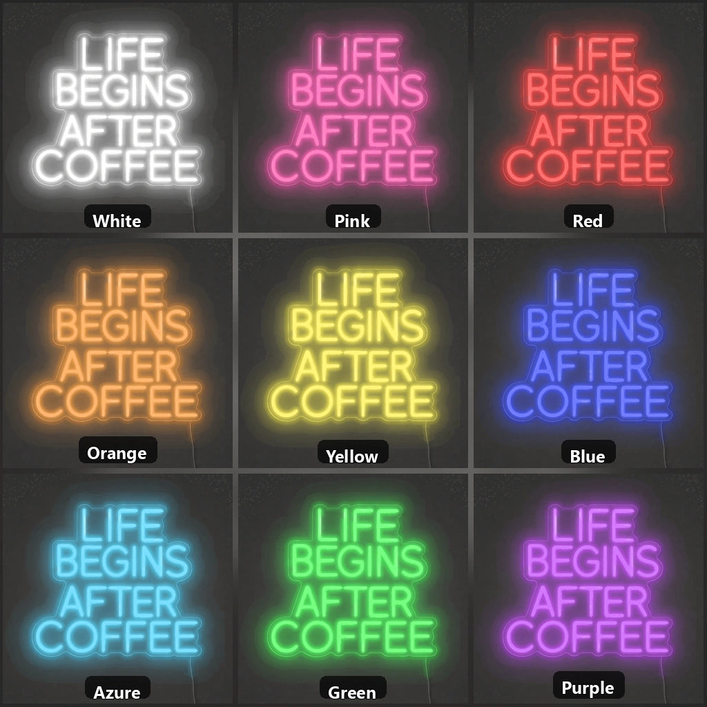 Life Begins After Coffee Room Decor LED Neon Sign Home Garage Wall Decoration color grid