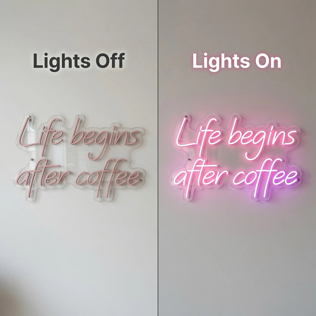 Life Begins After Coffee Wall Decor LED Neon Sign Wall Neon Sign - 06 Day Night Comparison