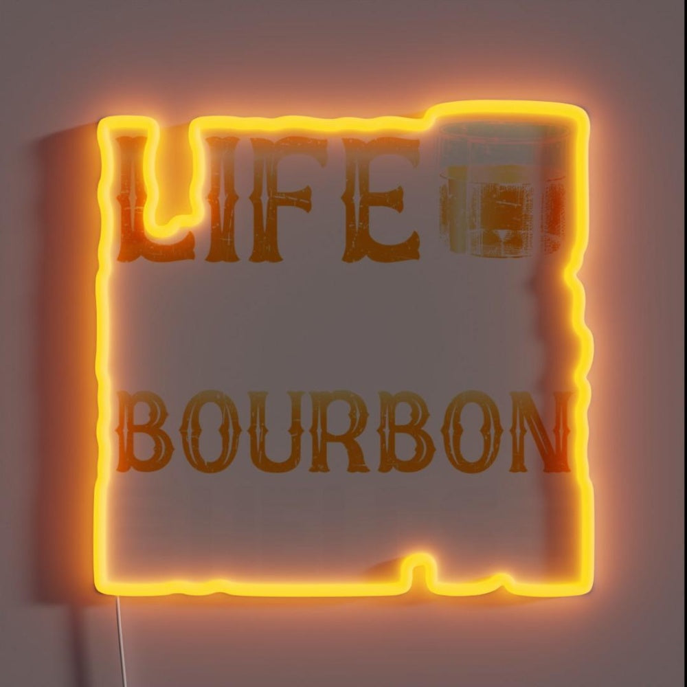 Life Happens Bourbon Helps Drinking Bourbon Lover Rgb Led Neon Sign - Custom LED neon sign front view