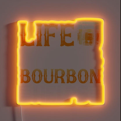 Life Happens Bourbon Helps Drinking Bourbon Lover Rgb Led Neon Sign - Custom LED neon sign front view