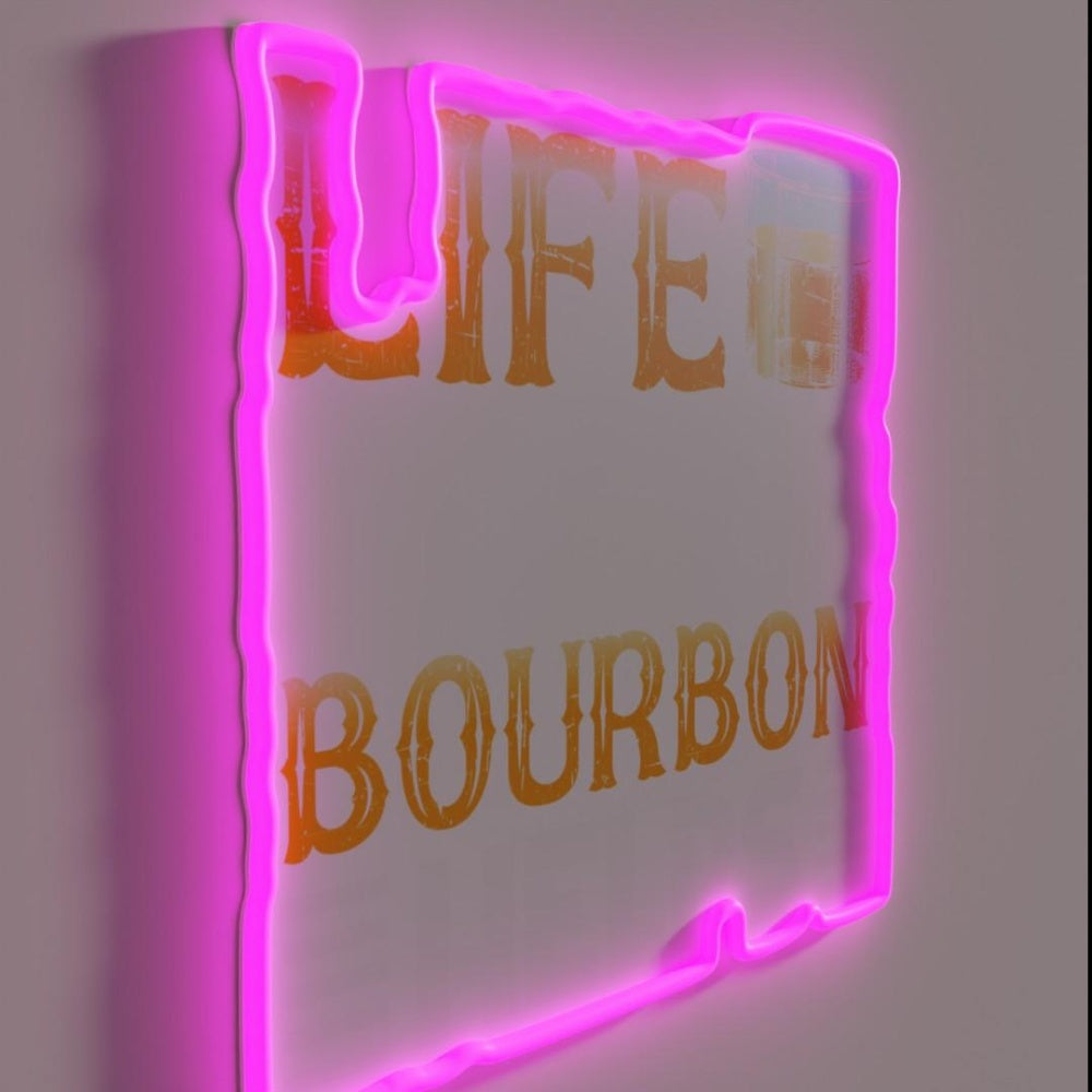 Life Happens Bourbon Helps Drinking Bourbon Lover Rgb Led Neon Sign - LED neon sign close-up detail