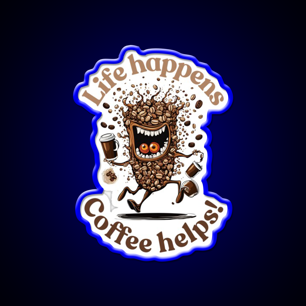 Life Happens Coffee Helps Cafe Led Neon Sign Espresso Bar Art Rgb Color