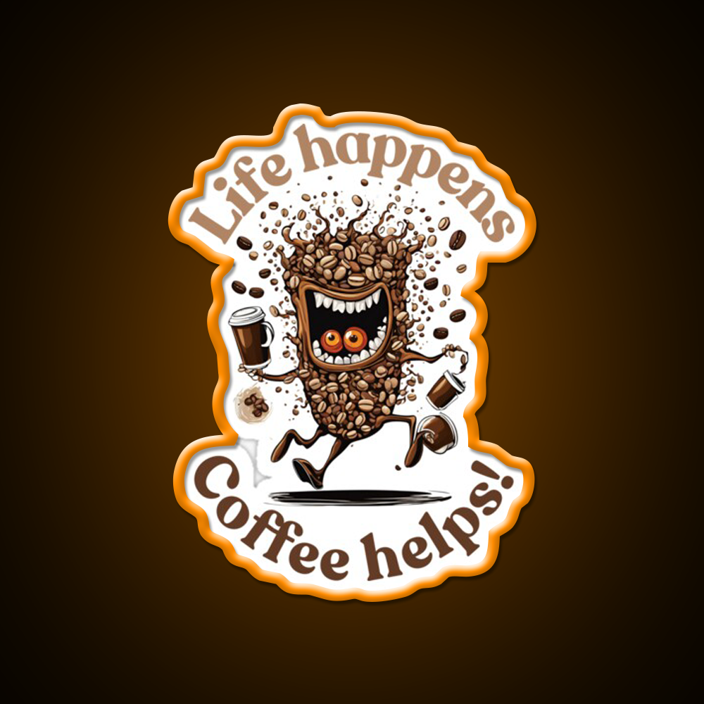 Life Happens Coffee Helps Cafe Led Neon Sign Espresso Bar Art Rgb Color