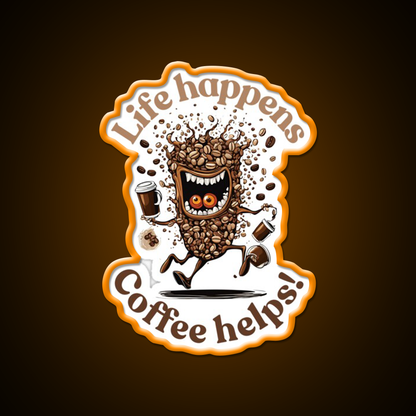 Life Happens Coffee Helps Cafe Led Neon Sign Espresso Bar Art Rgb Color