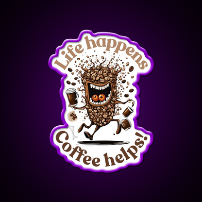 Life Happens Coffee Helps Cafe Led Neon Sign Espresso Bar Art Rgb Color