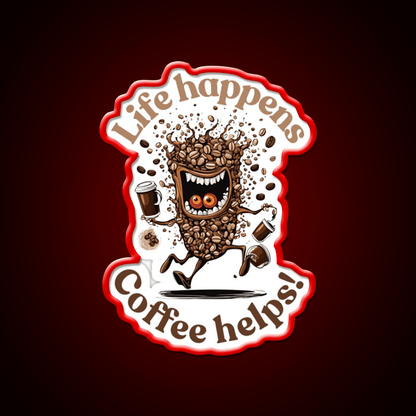 Life Happens Coffee Helps Cafe Led Neon Sign Espresso Bar Art Rgb Color - Shineneon