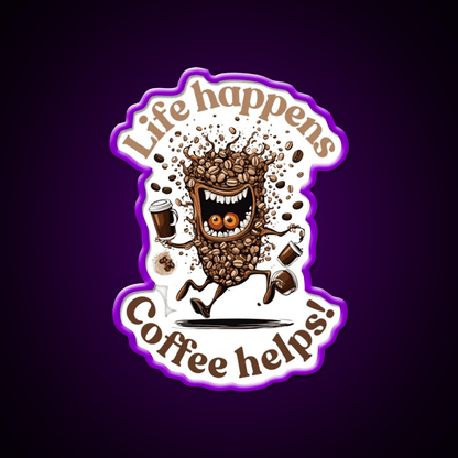 Life Happens Coffee Helps Cafe Led Neon Sign Espresso Bar Art Rgb Color - Shineneon