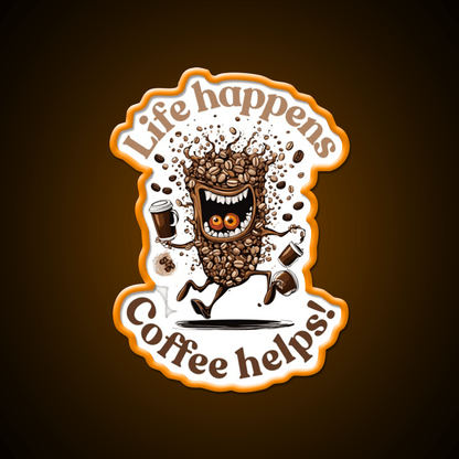 Life Happens Coffee Helps Cafe Led Neon Sign Espresso Bar Art Rgb Color - Shineneon