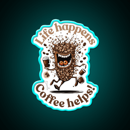 Life Happens Coffee Helps Cafe Led Neon Sign Espresso Bar Art Rgb Color - Shineneon