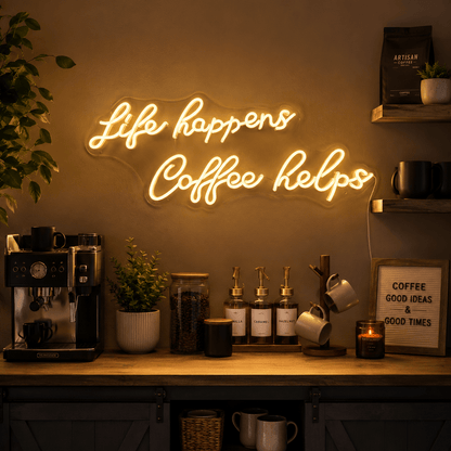 Life Happens Coffee Helps LED Neon Sign Wall Neon Sign - Shineneon
