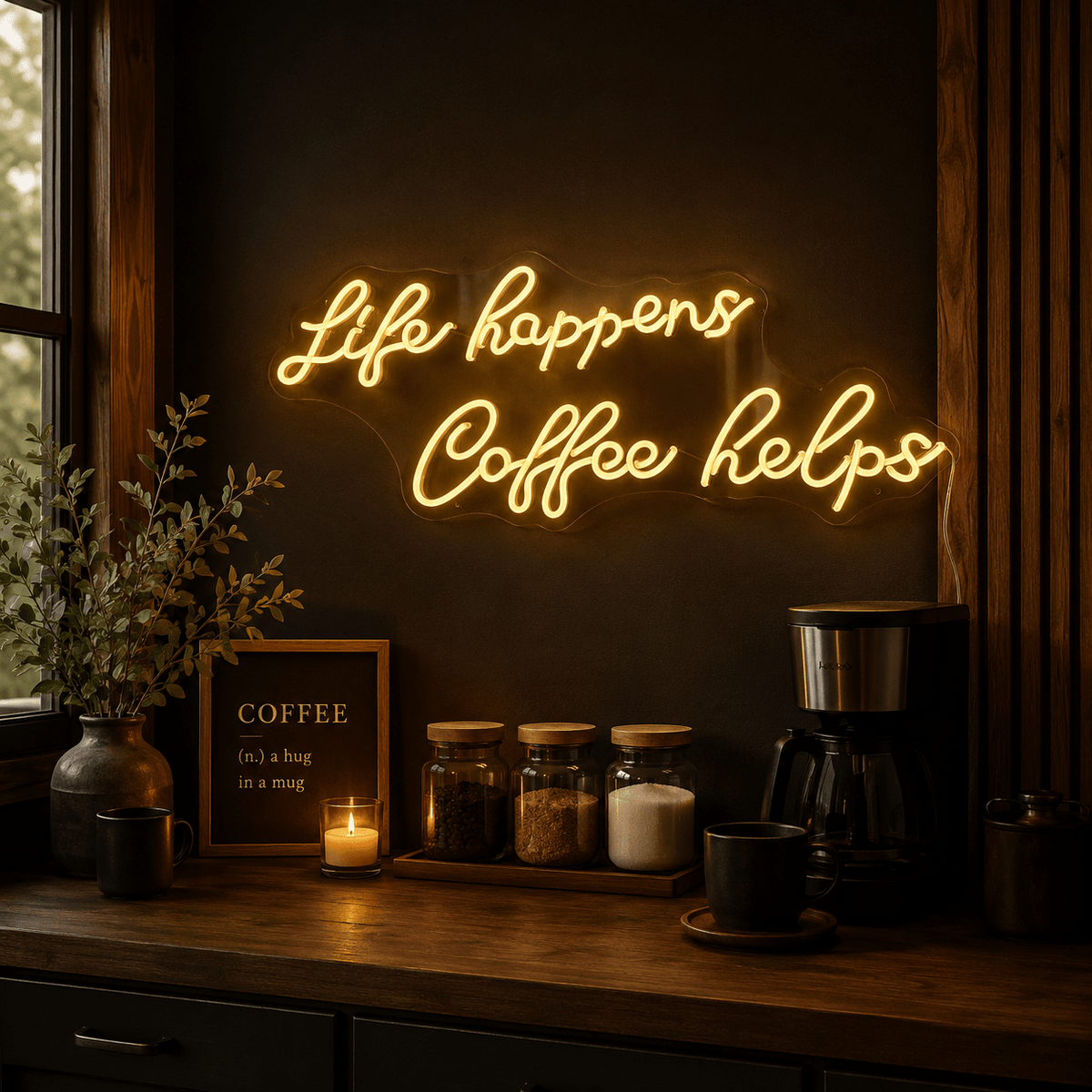 Life Happens Coffee Helps LED Neon Sign Wall Neon Sign - Shineneon