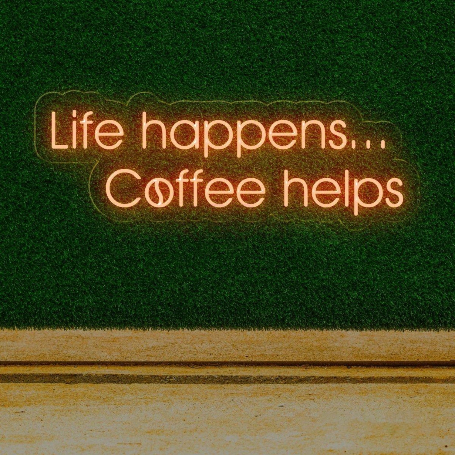 Life Happens Coffee Helps White And Light Blue Led Neon Sign For Cafe Home Decor | Shineneon