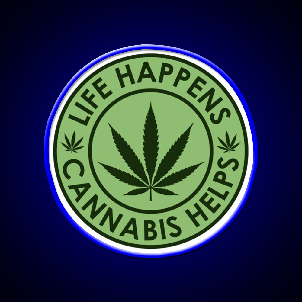 Life Happens Helps Hemp Inspired Green Leaf Led Neon Sign Rgb Color - LED neon sign view 5