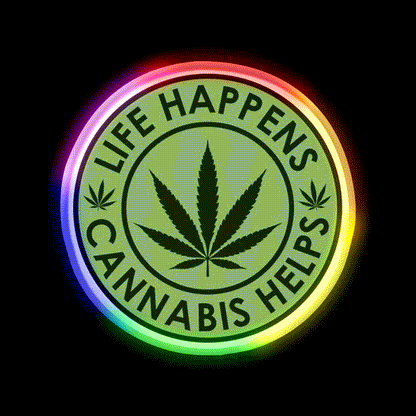 Life Happens Helps Hemp Inspired Green Leaf Led Neon Sign Rgb Color - LED neon sign close-up detail