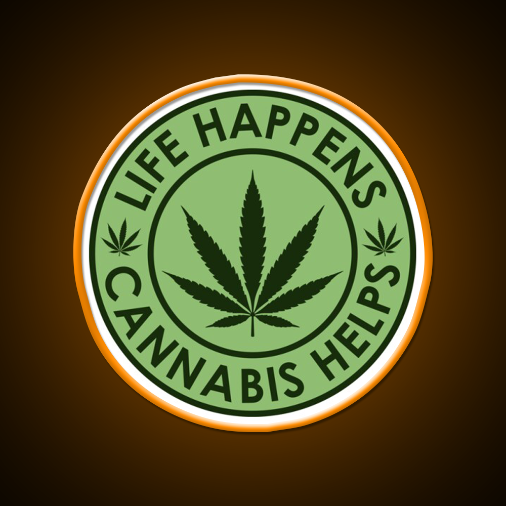 Life Happens Helps Hemp Inspired Green Leaf Led Neon Sign Rgb Color - LED neon sign view 6
