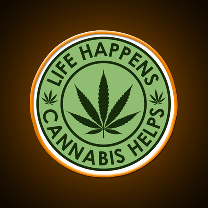 Life Happens Helps Hemp Inspired Green Leaf Led Neon Sign Rgb Color - LED neon sign view 6