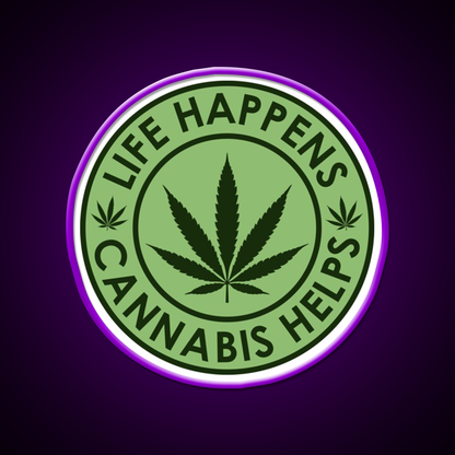 Life Happens Helps Hemp Inspired Green Leaf Led Neon Sign Rgb Color - LED neon sign view 9