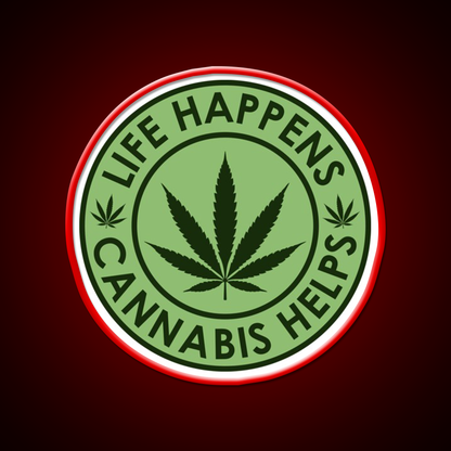 Life Happens Helps Hemp Inspired Green Leaf Led Neon Sign Rgb Color - LED neon sign view 10