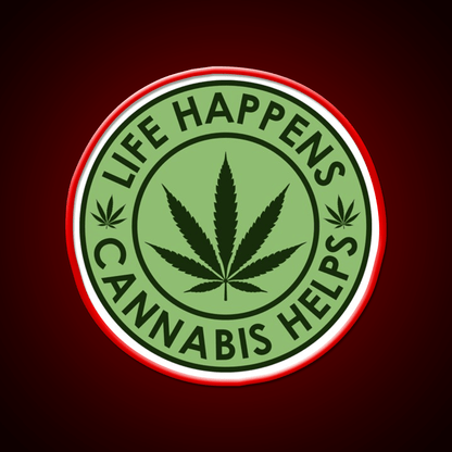 Life Happens Helps Hemp Inspired Green Leaf Led Neon Sign Rgb Color - Shineneon