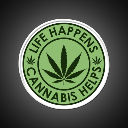 Life Happens Helps Hemp Inspired Green Leaf Led Neon Sign Rgb Color - Shineneon