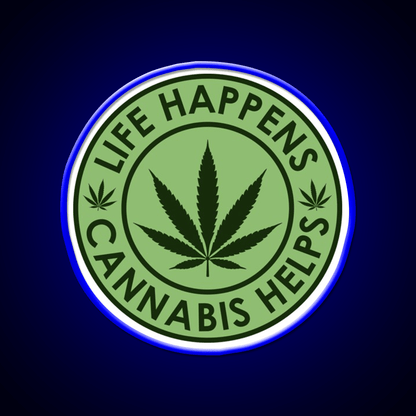 Life Happens Helps Hemp Inspired Green Leaf Led Neon Sign Rgb Color - Shineneon