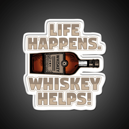 Life Happens Whiskey Helps Funny Drinking Whiskey Drink Bar Led Neon Sign Rgb Color - Shineneon