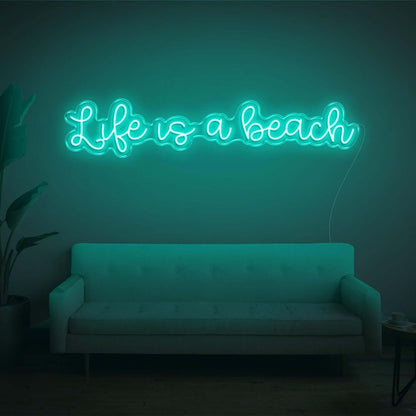 Life Is A Beach White Led Neon Sign Wall Art For Living Room Bedroom Décor | Shineneon
