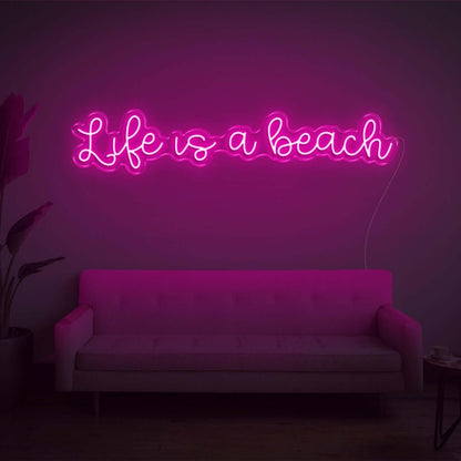 Life Is A Beach White Led Neon Sign Wall Art For Living Room Bedroom Décor | Shineneon