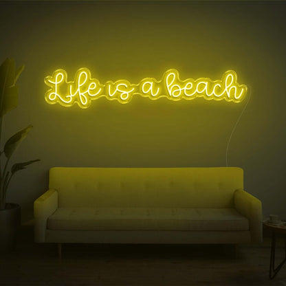 Life Is A Beach White Led Neon Sign Wall Art For Living Room Bedroom Décor | Shineneon