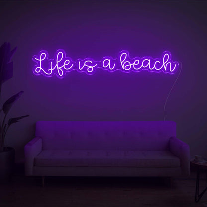 Life Is A Beach White Led Neon Sign Wall Art For Living Room Bedroom Décor | Shineneon