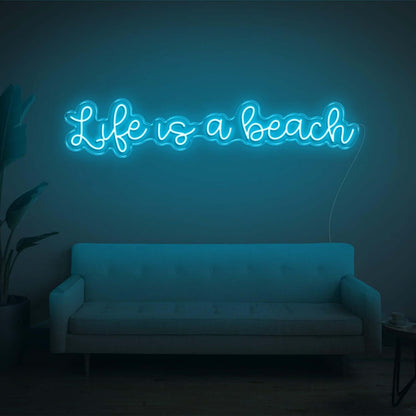 Life Is A Beach White Led Neon Sign Wall Art For Living Room Bedroom Décor - Shineneon
