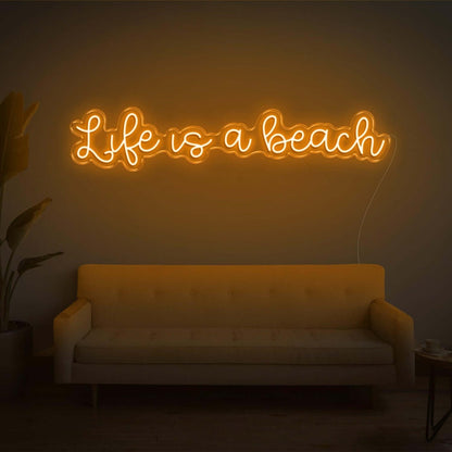 Life Is A Beach White Led Neon Sign Wall Art For Living Room Bedroom Décor - Shineneon