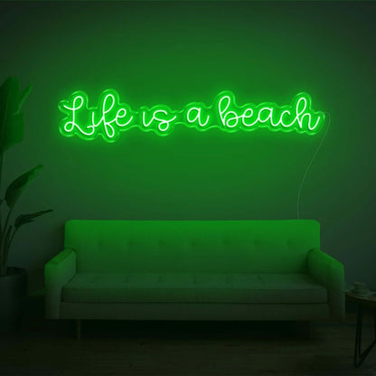 Life Is A Beach White Led Neon Sign Wall Art For Living Room Bedroom Décor - Shineneon