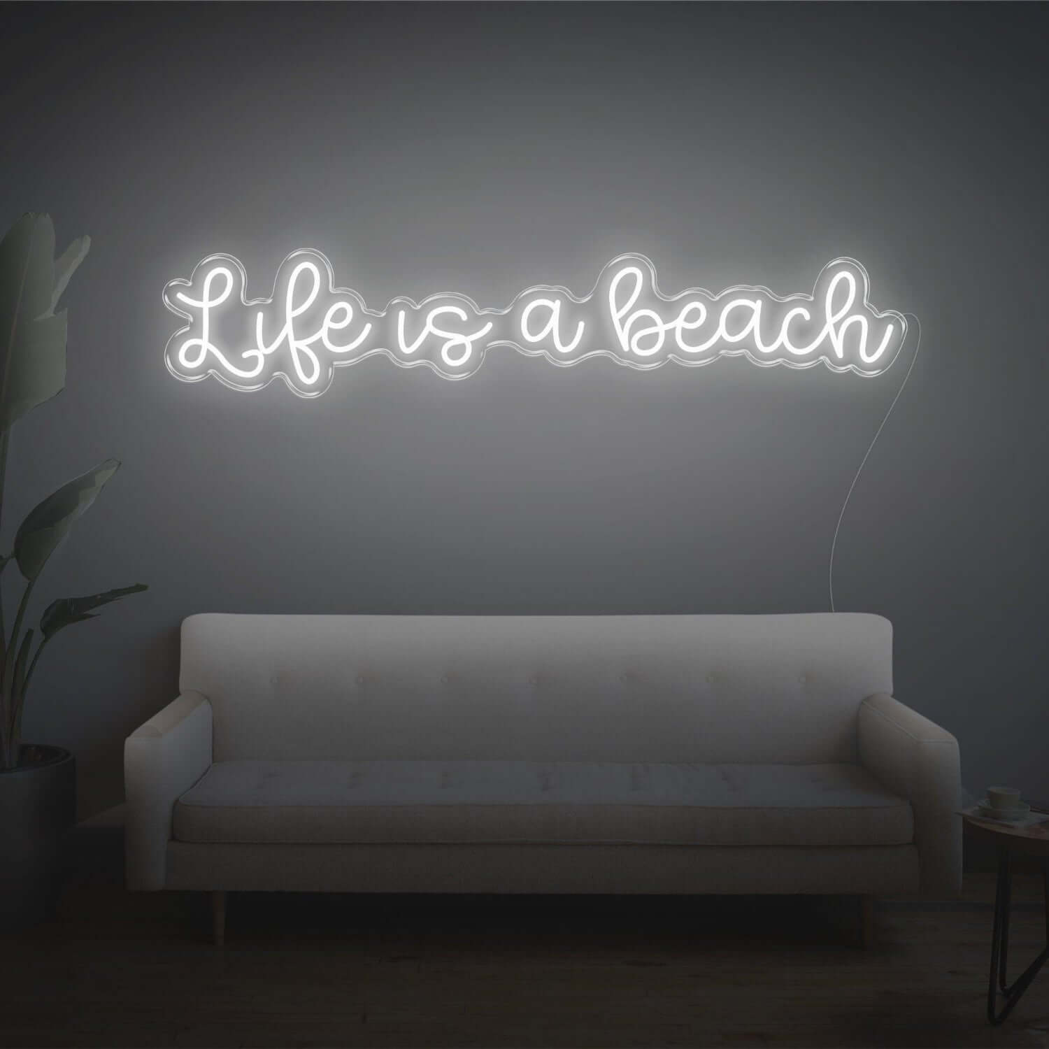 Life Is A Beach White Led Neon Sign Wall Art For Living Room Bedroom Décor - Shineneon