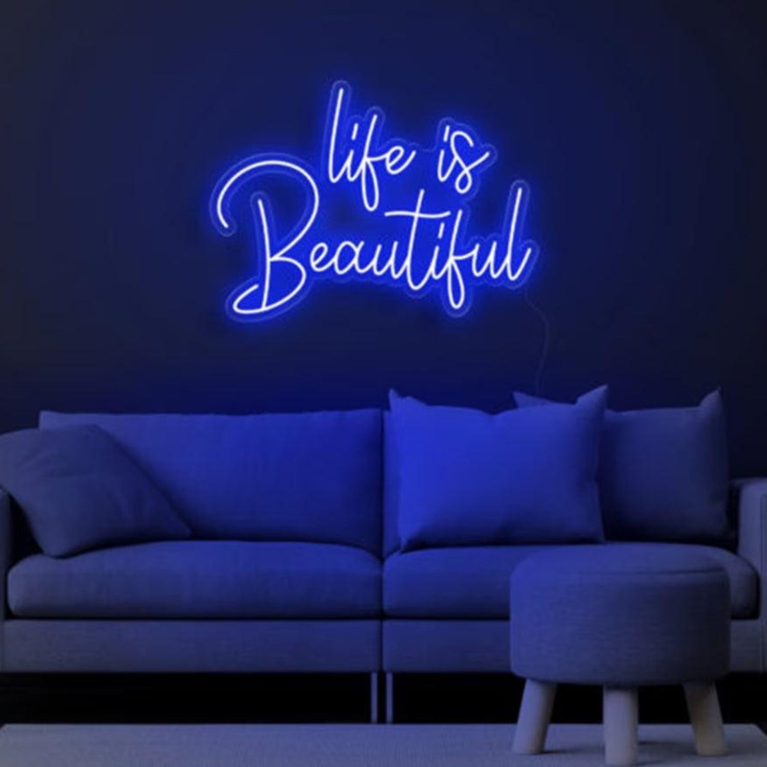 Life is Beautiful Blue LED Neon Sign for Cozy Living Room Decor | Shineneon