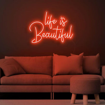 Life is Beautiful Blue LED Neon Sign for Cozy Living Room Decor | Shineneon