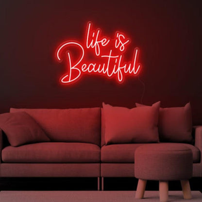 Life is Beautiful Blue LED Neon Sign for Cozy Living Room Decor | Shineneon