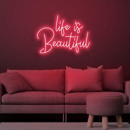 Life is Beautiful Blue LED Neon Sign for Cozy Living Room Decor | Shineneon