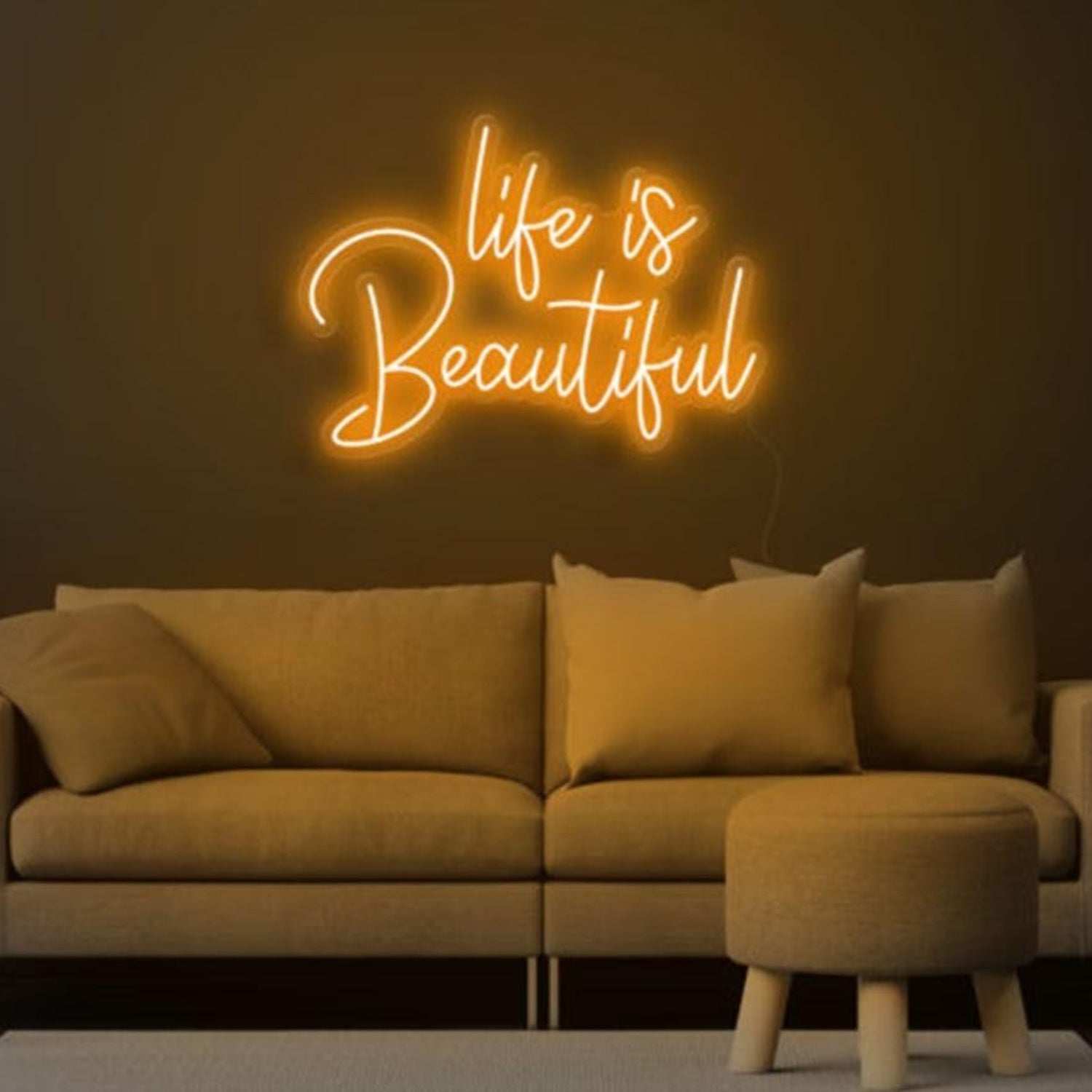 Life is Beautiful Blue LED Neon Sign for Cozy Living Room Decor | Shineneon
