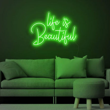 Life is Beautiful Blue LED Neon Sign for Cozy Living Room Decor | Shineneon