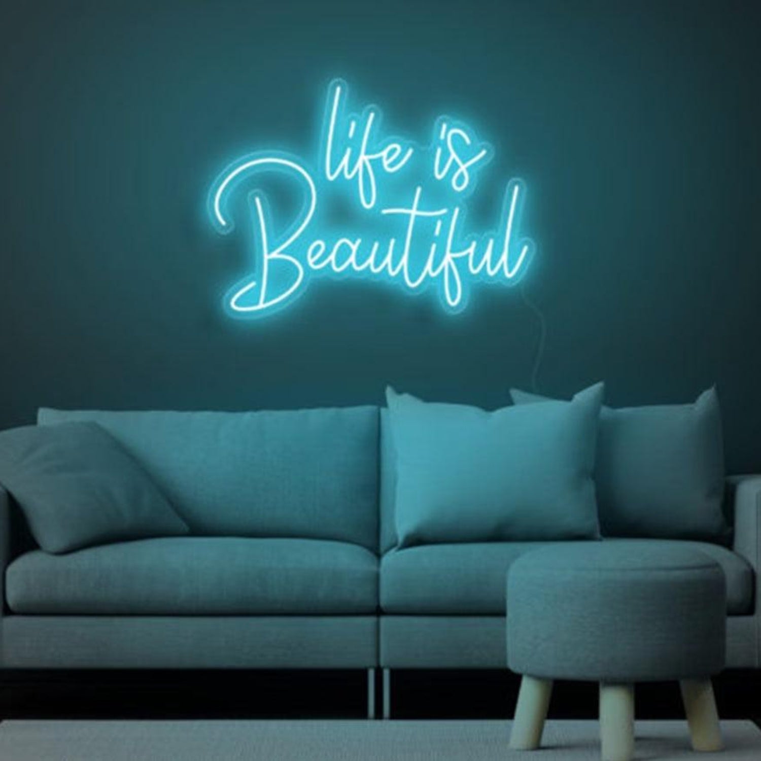 Life is Beautiful Blue LED Neon Sign for Cozy Living Room Decor | Shineneon