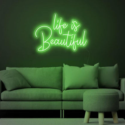 Life is Beautiful Blue LED Neon Sign for Cozy Living Room Decor | Shineneon