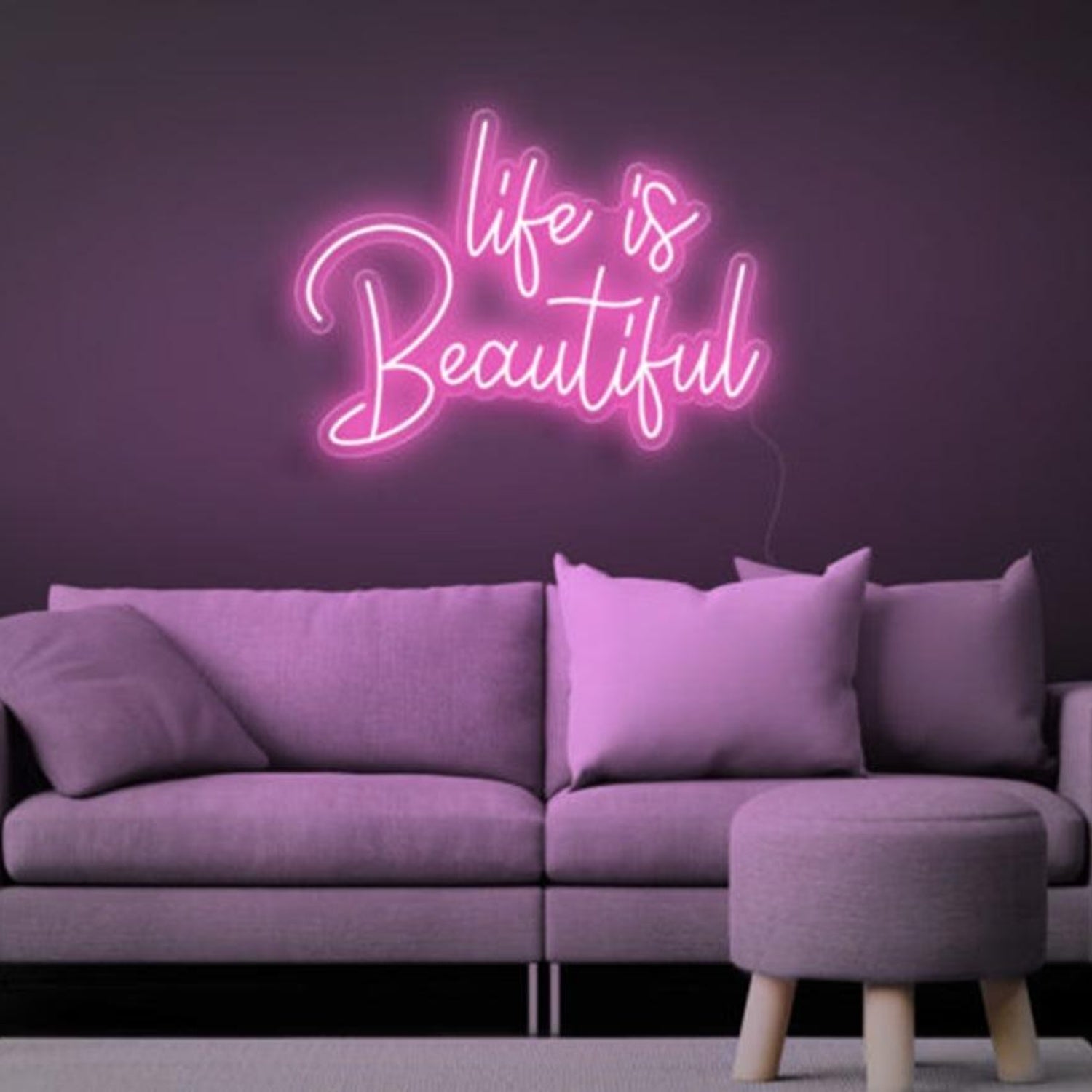 Life is Beautiful Blue LED Neon Sign for Cozy Living Room Decor | Shineneon
