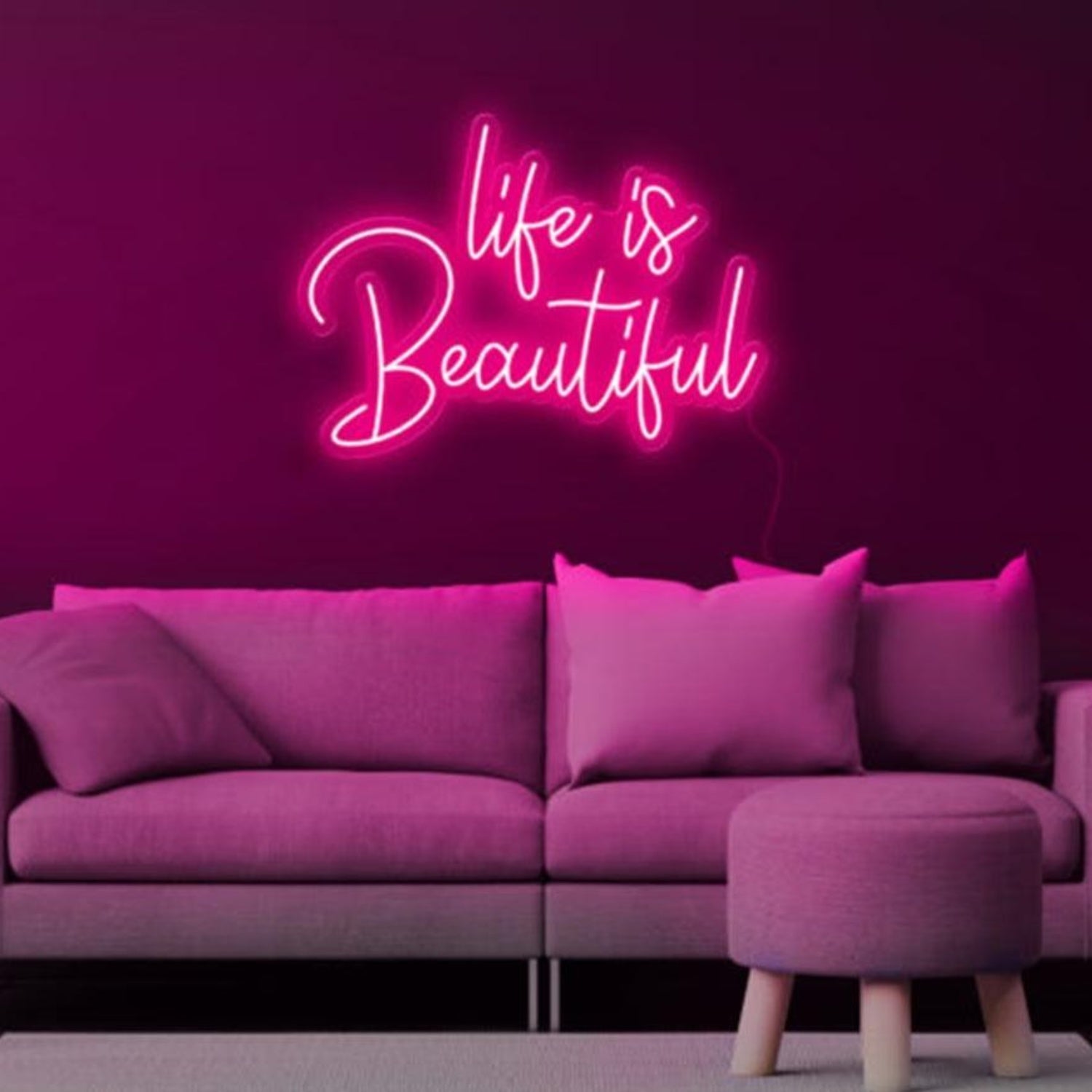 Life is Beautiful Blue LED Neon Sign for Cozy Living Room Decor | Shineneon