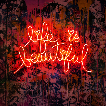 Life Is Beautiful LED Neon Sign Bedroom Wall Art - 01 Original Product Image