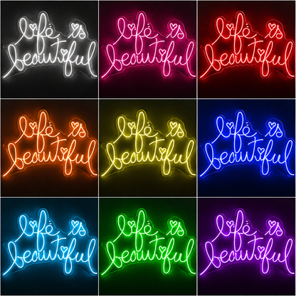Life Is Beautiful LED Neon Sign Bedroom Wall Art - 05 Color Grid