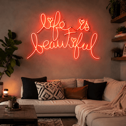 Life Is Beautiful LED Neon Sign Bedroom Wall Art - Shineneon